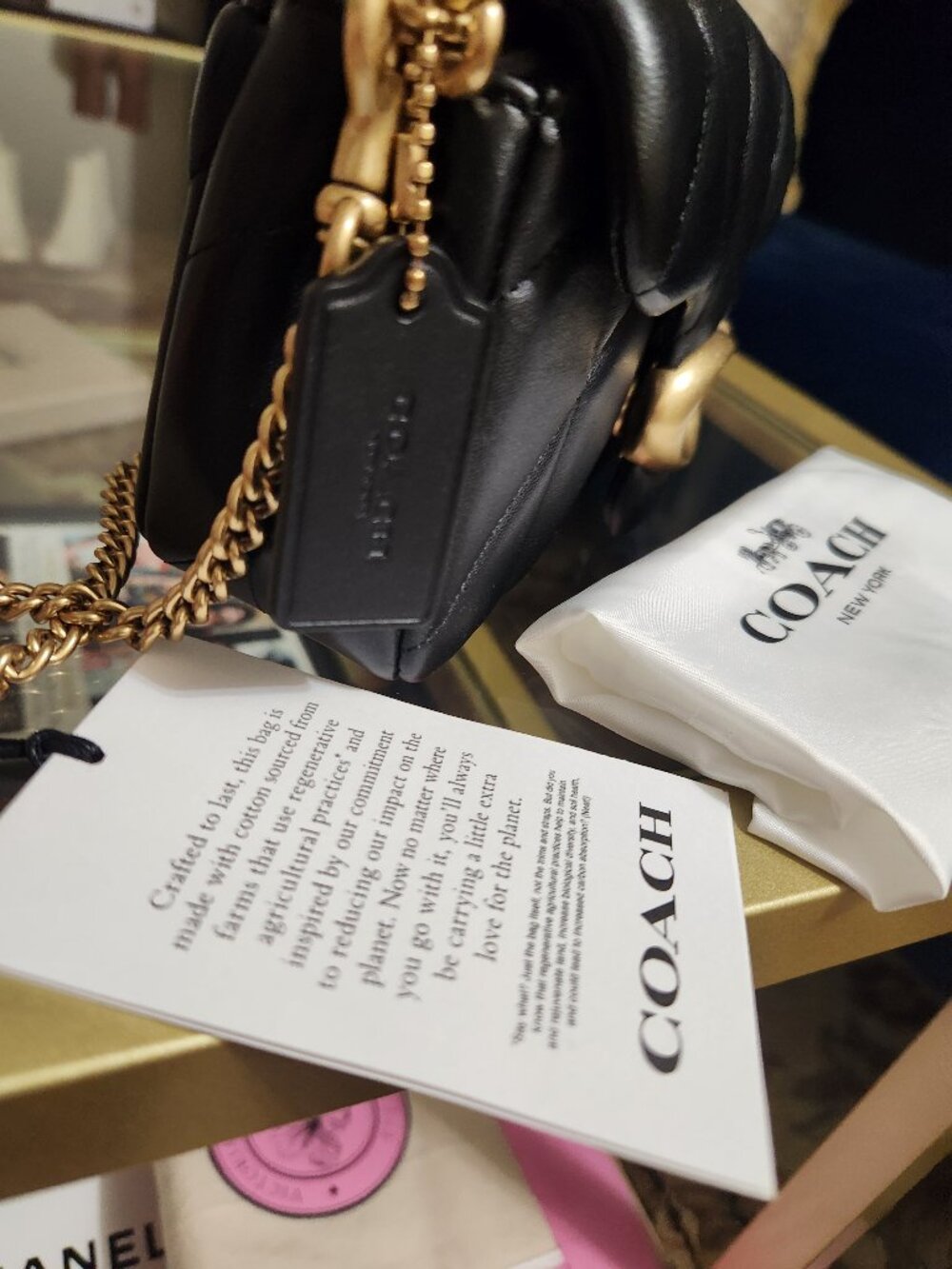 Coach Tabby Chain Crossbody 19- Quilted Black Leather/Brass/Gold Hardware - Picture 8 of 14